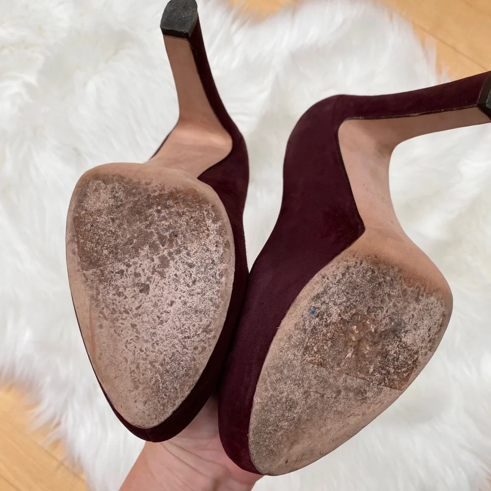 KATE SPADE Made in Italy Burgundy Suede Platform Pumps